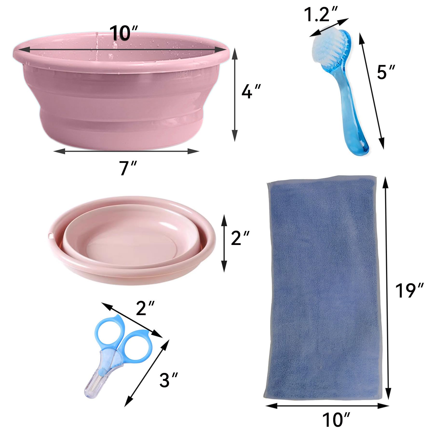 JSLZF Bañera plegable de erizo, 2 piezas de cepillo de baño, cortaúñas para mascotas, toalla de baño, piscina de plástico para animales pequeños, bañera de arena para erizo, conejillo de indias