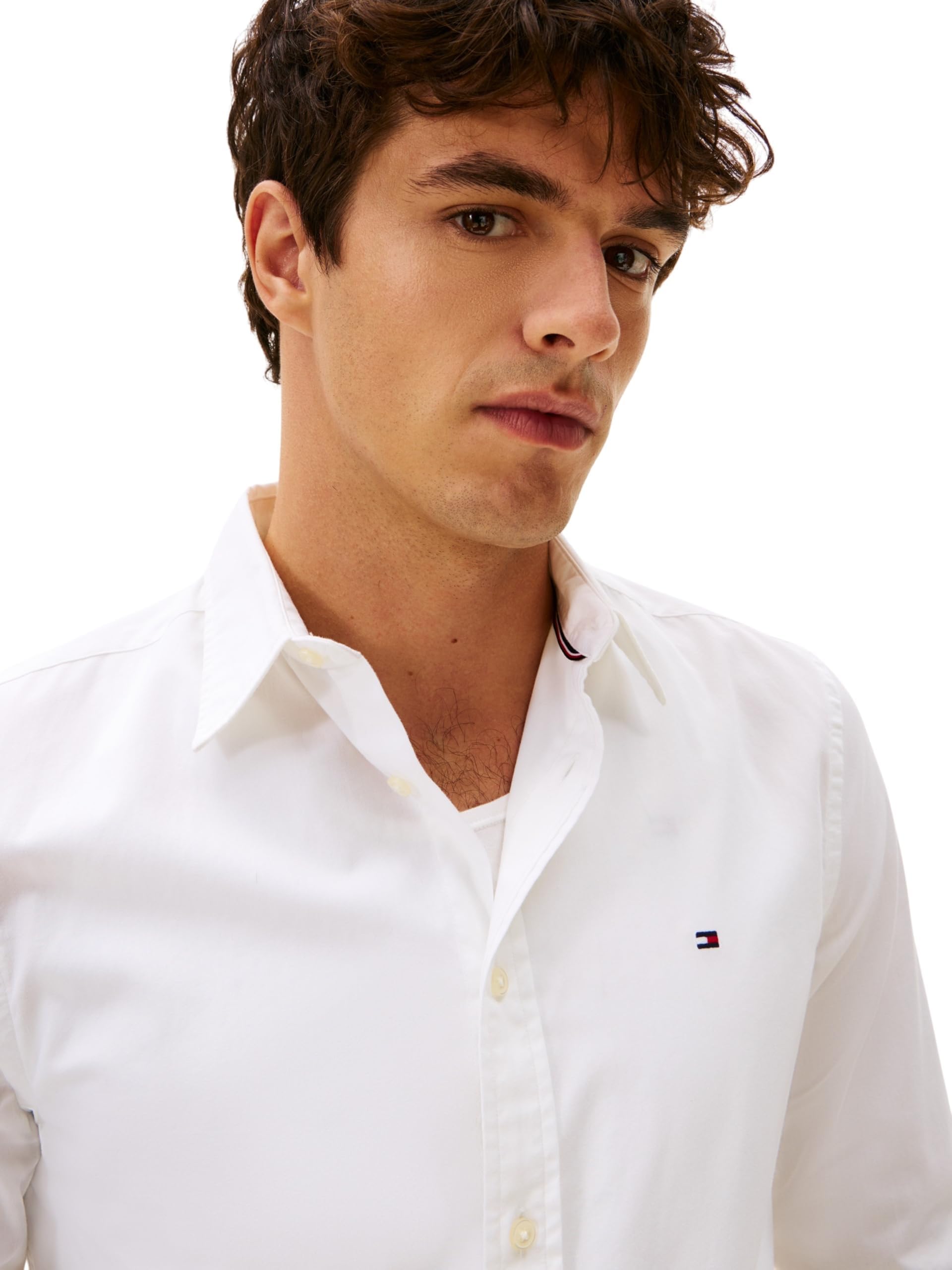 Tommy Hilfiger Uomo Camicia Flex Poplin Kent Collar Camicia da Lavoro