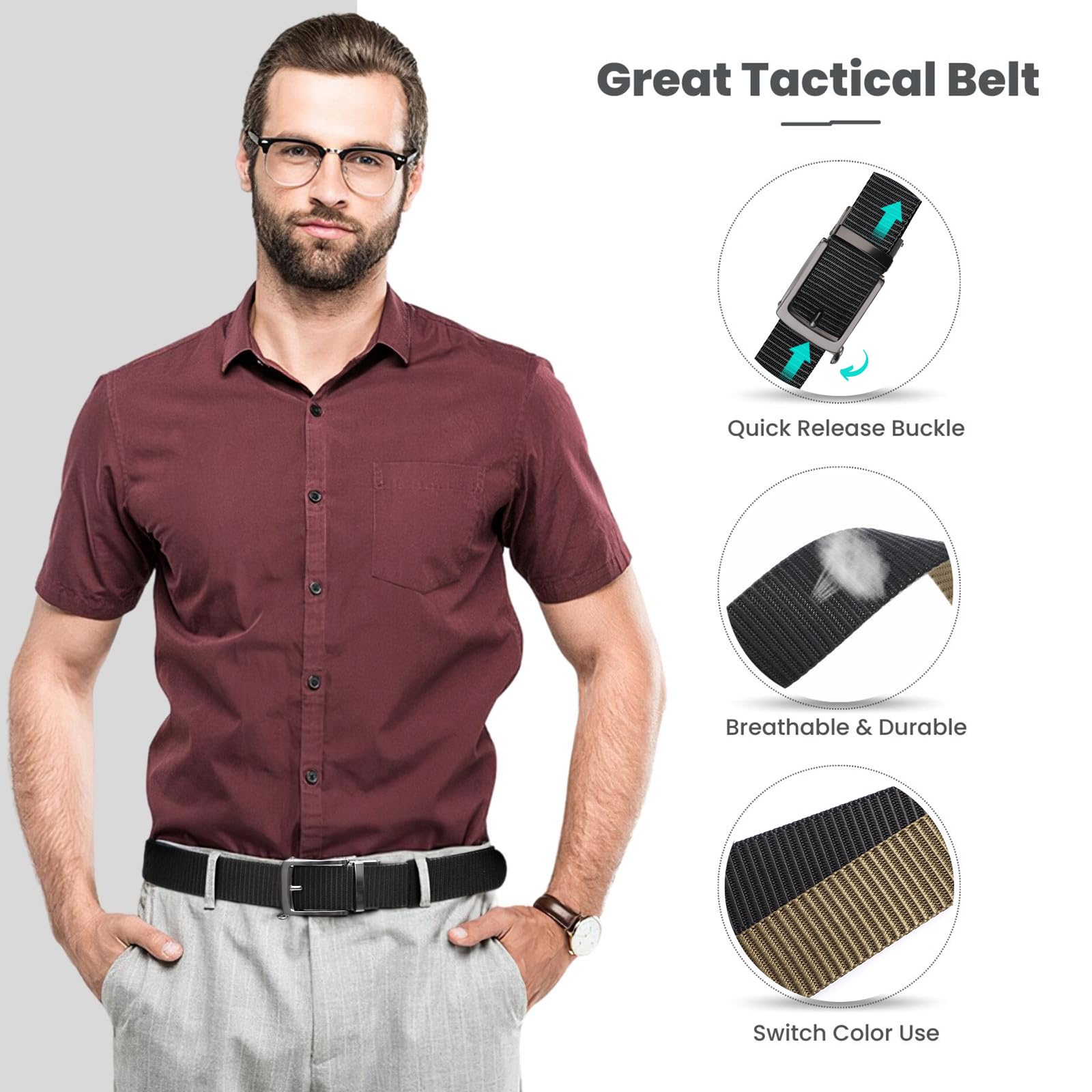 Nike Men's 3 in 1 Web Belt, Black/Grey/Photo Blue