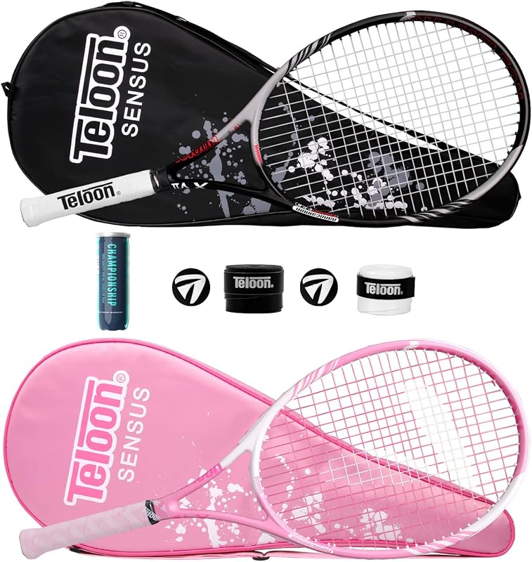 Raquetas de tenis para adultos, 2 piezas, raqueta de tenis recreativa de 27 pulgadas para hombres y mujeres, estudiantes universitarios, raqueta de tenis para principiantes....