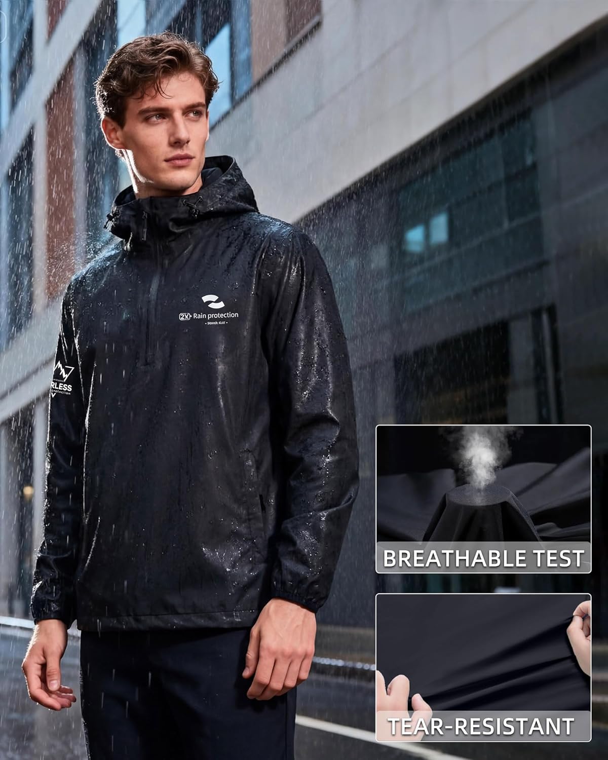 Rain Suits for Men Waterproof Lightweight Packable Outdoor Breathable Raincoat with Hood for Fishing Cycling