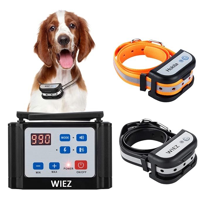 Buy WIEZ Wireless Dog Fence Electric & Training Collar 2in1, Dual Antenna, Adjustable Range