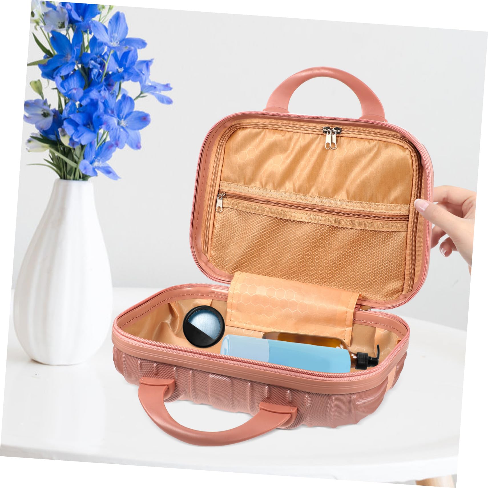 Beauty Case da Viaggio Rigido Rosa Manico Ampio, Organizzatore