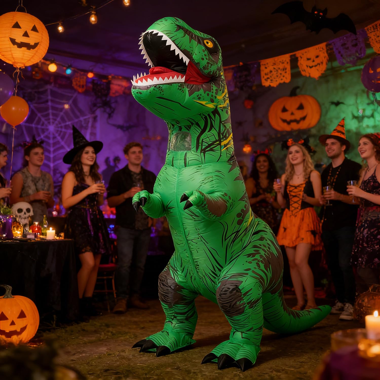 JASHKE Nadmuchiwany kostium dinozaura dla dorosłych, nadmuchiwany kostium dinozaura, kostium na Halloween, fantazyjny strój dla dorosłych