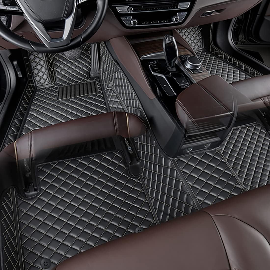 Custom Leather Car Floor Mats for Volkswagen VW Golf VI Mk6 (Typ 5K1) 2009 2010 2011 2012 2013, Car Floor Mats Anti Slip Mat Full Coverage Front Rear Carpet Waterproof Auto Liner