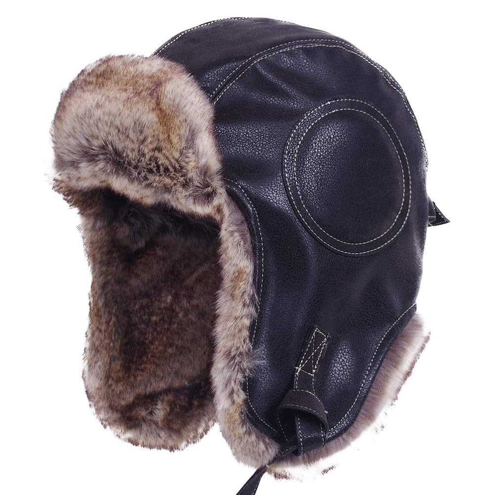 Janey&Rubbins Cold Weather Winter Gear Russian Ushanka Cossack Trooper Hat Trapper Hunter Headwear Pilot Aviator Cap