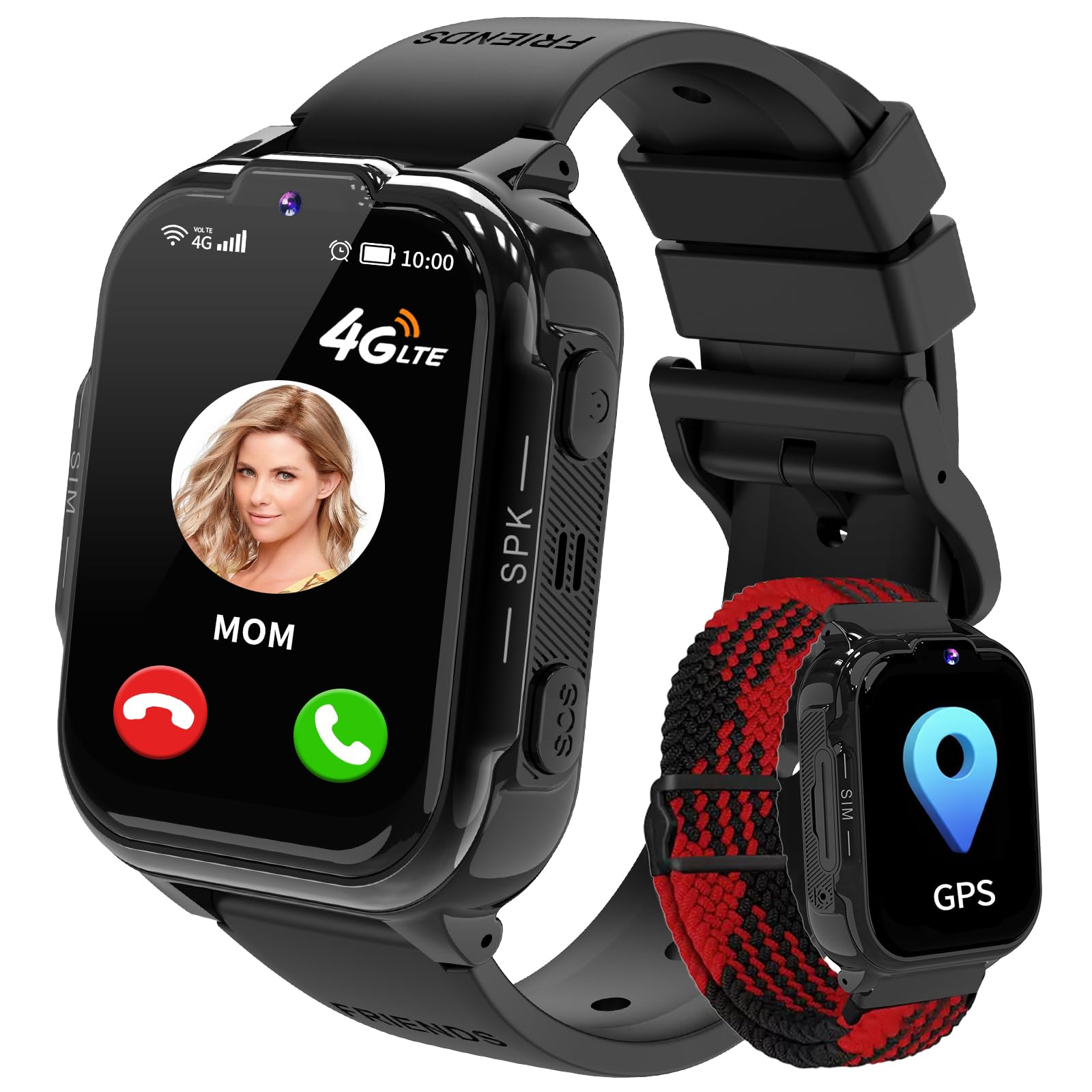 4G Smartwatch dla Dzieci z GPS Połączenia Wideo SOS Gry Budzik Krokomierz Kalkulator Wodoodporny Zegarek Cyfrowy dla Chłopców i Dziewczynek Prezent-
