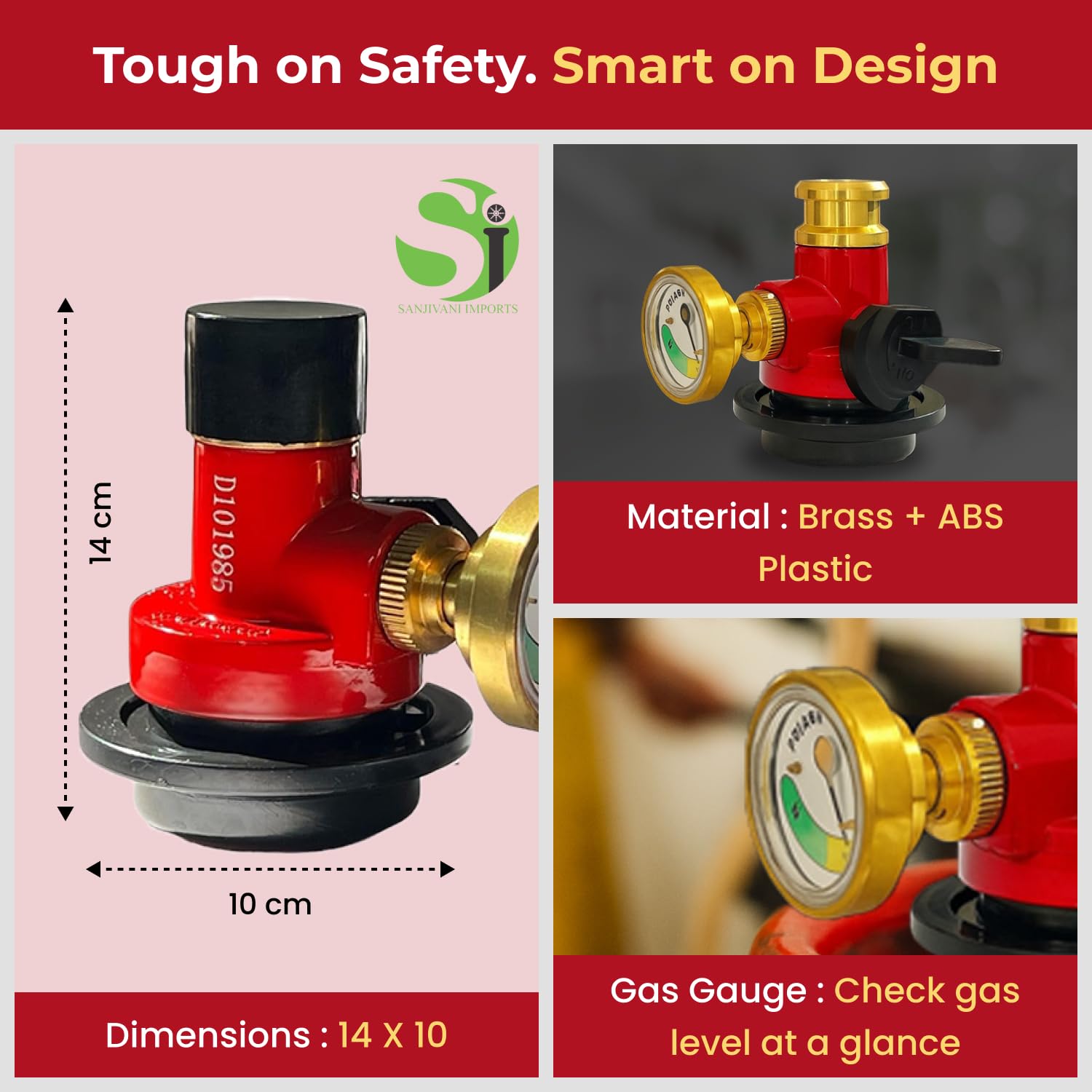 SANJIVANI IMPORTS Gas Leakage and Gas Saving Safety Device for All LPG Gas Cylinder | 100% Auto Cut Off - 3 Year Warranty | Fire Safety from Leakage 3