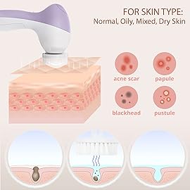 Facial Cleansing Brush Face Scrubber Exfoliating Cleaning Skin Care Cleanser Wash Women Girls Electric Beauty Powered Exfoliator Skincare Spin Tools Scrub Washer Self Care by VISOFO (Lilac Amethyst)