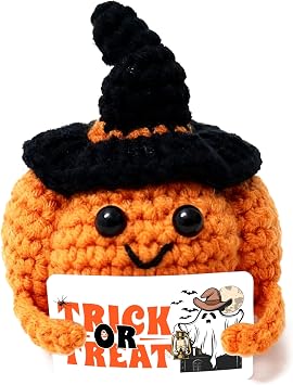 Halloween Postive Gifts, Inspirational Crochet Knitting Pumpkin Animals, Motivational Crochet Gifts for Friend Coworker Him Her Women Man, Halloween Decorations, 07