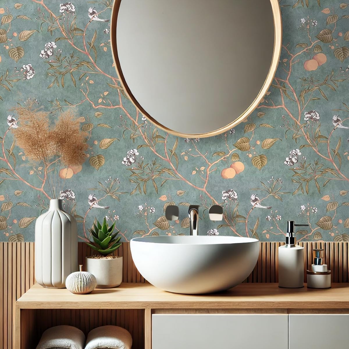 Papel de Parede Adesivo Floral Geometrico 3D Galhos Antimofo
