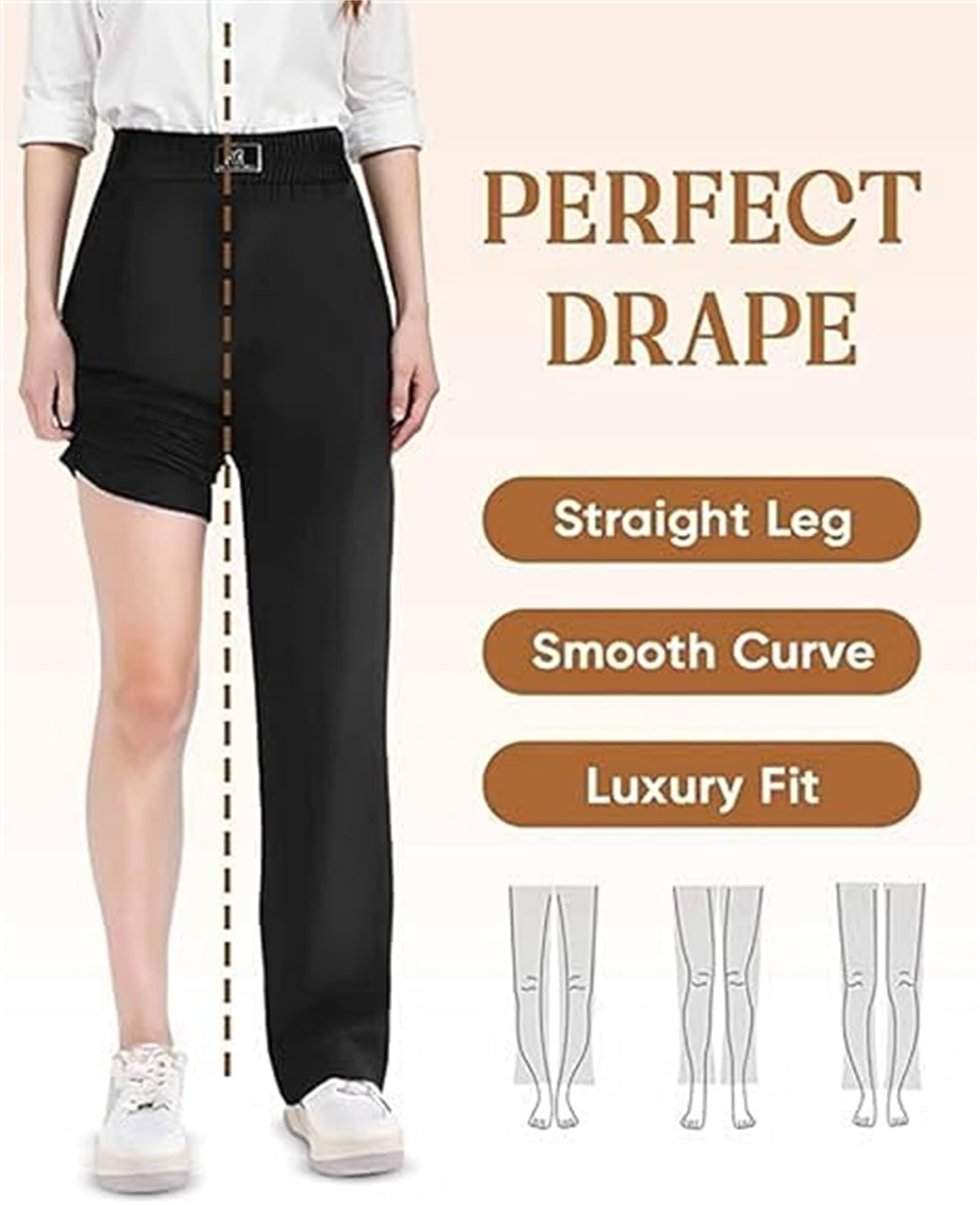 Pantaloni Comfort a Vita Alta, Morbidi e Setosi – Modello Elasticizzato a Gamba Dritta dalla vestibilità Perfetta, Ideali per Donne Over 50
