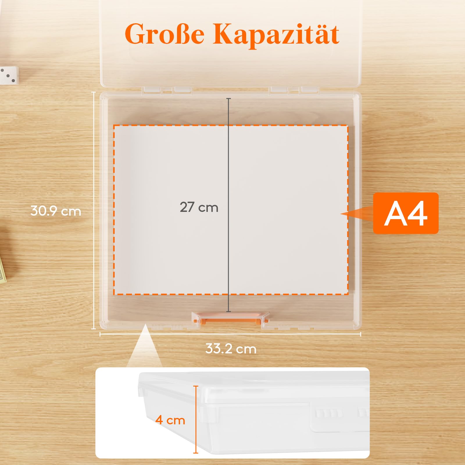 Lifewit 6 Pack Stapelbar Aufbewahrungsbox mit Deckel & Griff, Tragbar Document Box mit 6 Reißverschlusstaschen und Etiketten, Storage Box für Papier Foto Bastelbedarf Brettspiel, 33 x 31 cm/13x12