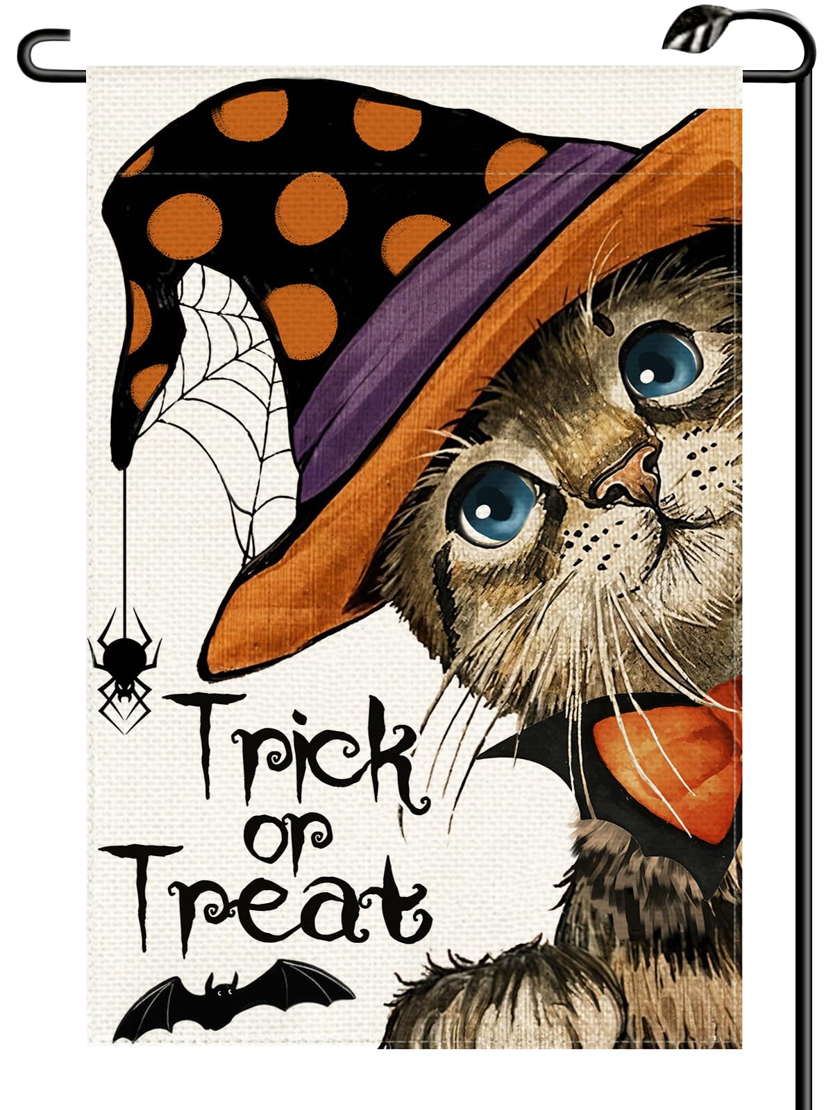 Cat Halloween Garden Flag 12x18 Inch Vertical Double Sided Happy Halloween Ghost Boo Trick or Treat Funny Welcome Small Flags Farmhouse Outside Decoration For Yard (ONLY FLAG) WS42-01