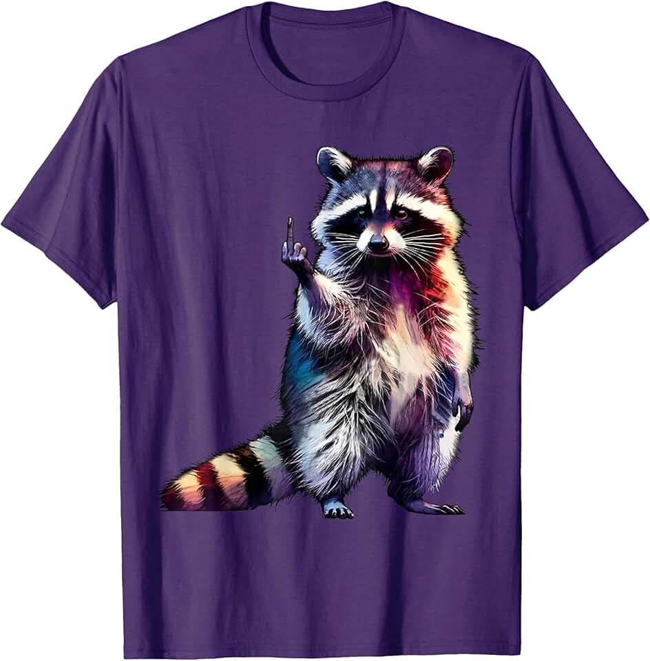 Funny Opossum Raccoon Meme Team Trash Apparel Raccoon Middle Finger Trash Panda Racoon Sarcastic Humor T-Shirt