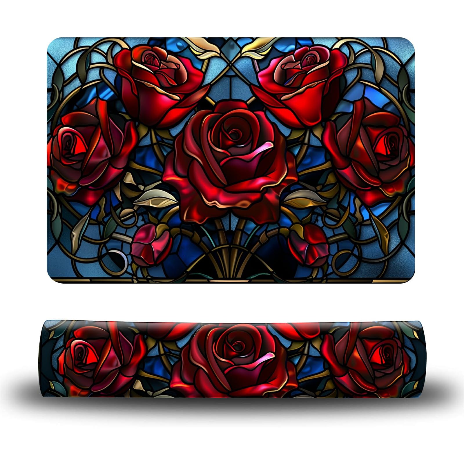 Dikoer Dog Food Mat, 15.7" x 23.6" Absorbent Pet Feeding Mat for Food and Water, Waterproof Diatom Mud Pet Placemat with Non-Slip Rubber Backing, Easy Clean Cat Bowl Mat for Floors - Red Rose