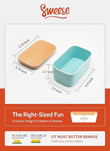 Miniatura 2 de Mantequera Sweese grande con tapa para encimera, mantequera hermética con capacidad para 2 varillas de mantequilla, recipiente de mantequilla de