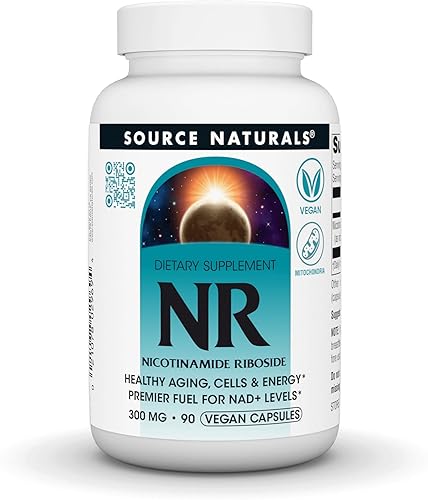 Miniatura 1 de Source Naturals NR, ribósido de nicotinamida, suplemento dietético vegano para mitocondrias, envejecimiento saludable, células y energía*,