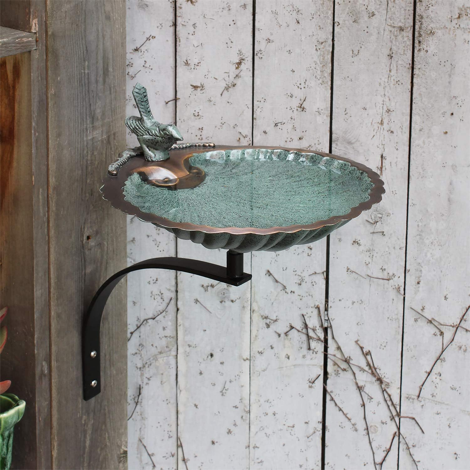 Achla Designs Scallop Shell Birdfeeder with Wall Mount Bracket