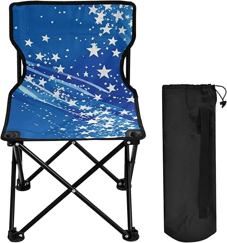 Miniatura 4 de KLL Blue America Flag Stars Patriotic 4th of July Compact Camping Chairs Ultra Lightweight Backpacking Camp Chair with Carrying Bag Hiking Chairs