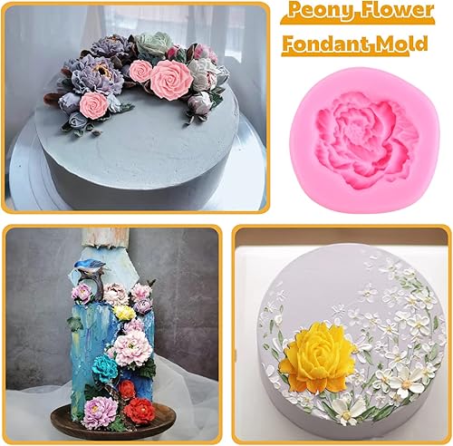 Vista 13 de Moldes de silicona para fondant de flores de peonía, moldes de flores de orquídea para decoración de pasteles, decoración de cupcakes, pasta de goma