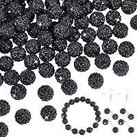 Vista 15 de PH PandaHall - 100 unidades de cuentas de 10 mm con diamantes de imitación, cuentas de arcilla tipo bola de discoteca con pavé, cuentas de cristal