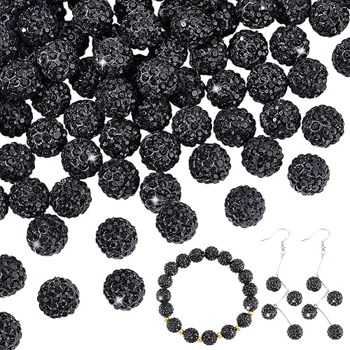 Pandahall - Bolas de arcilla de 10 mm, tipo discoteca con 100 unidades, cuentas de polímero de arcilla con diamantes de imitación, creaciones