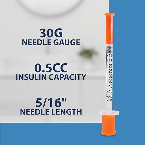 Miniatura 4 de TRUEplus - Jeringas de insulina 1.06 oz 0.5cc 516" (paquete de 100)