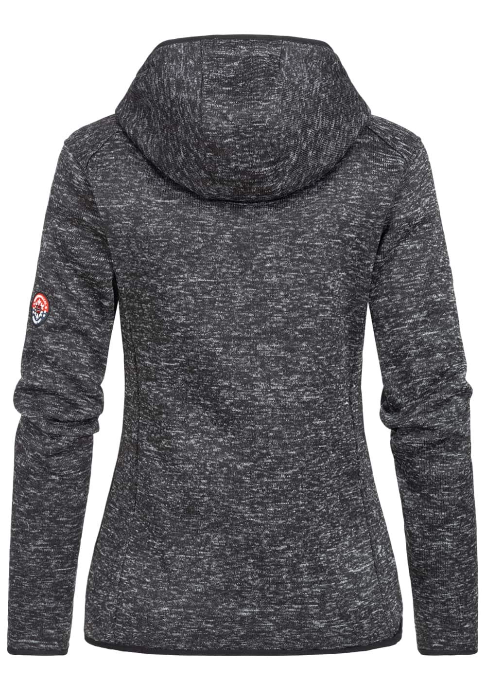 Geographical Norway Damen Half Zip Hoodie Kapuzenpullover Sweater Brusttasche Embro Känguru Pocket Sleeve Rupper Patch