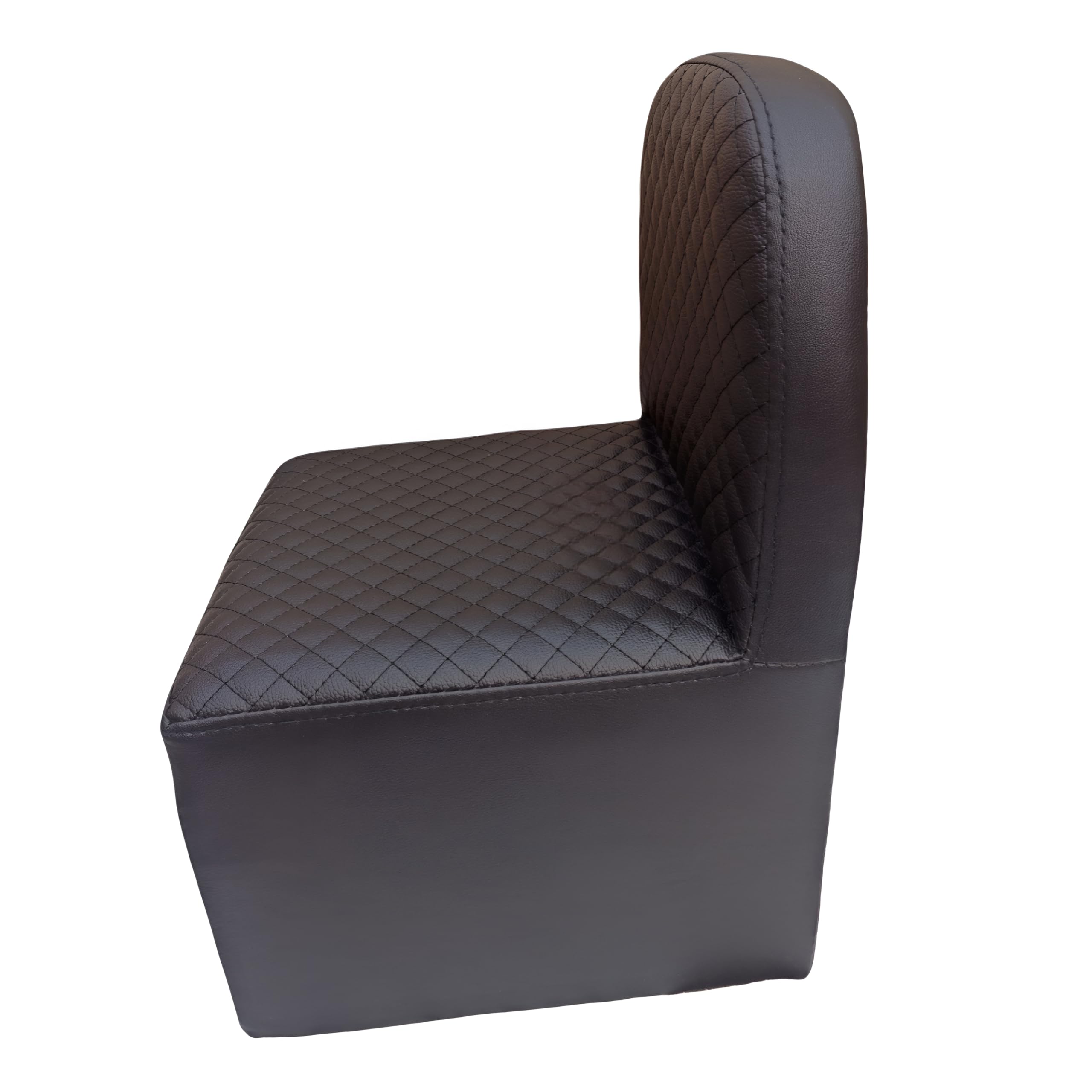 Quilted Leather Chair, Black, Diamond Pattern Upholstery, Armless Accent Seat 2