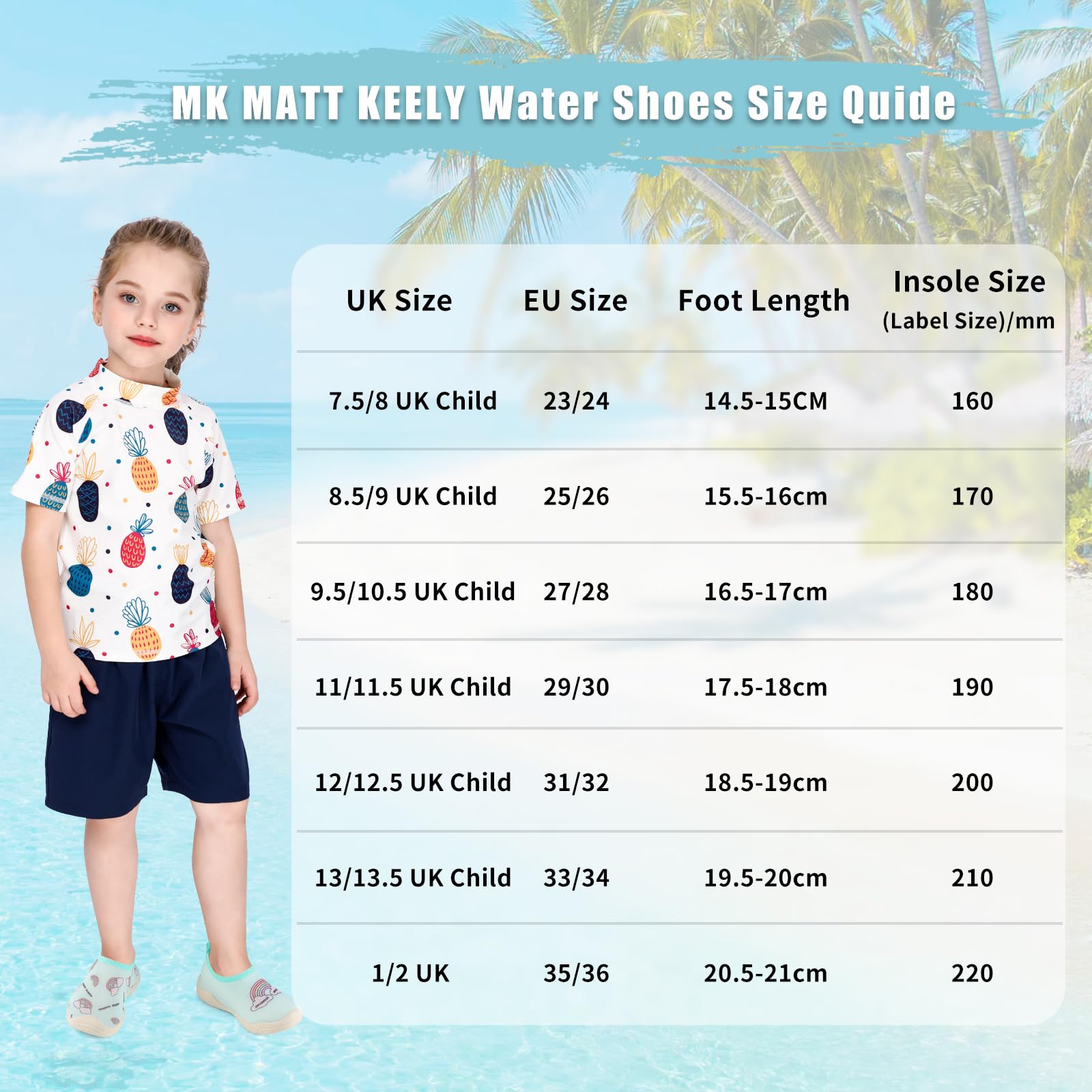 MK MATT KEELY Scarpe da Scoglio Bambino Bambina Scarpe Mare Acquatiche Piscina Ragazzo Ragazza Scarpe da Immersione con Suola Ispessita e Antiscivolo
