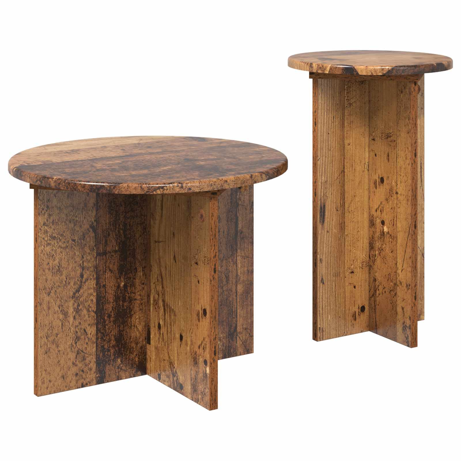 vidaXL Conjunto de mesas auxiliares 2 pcs Madera Envejecida, Sala, Juego de mesas Laterales Modernas, Muebles funcionales, Tablas compactas para la decoración