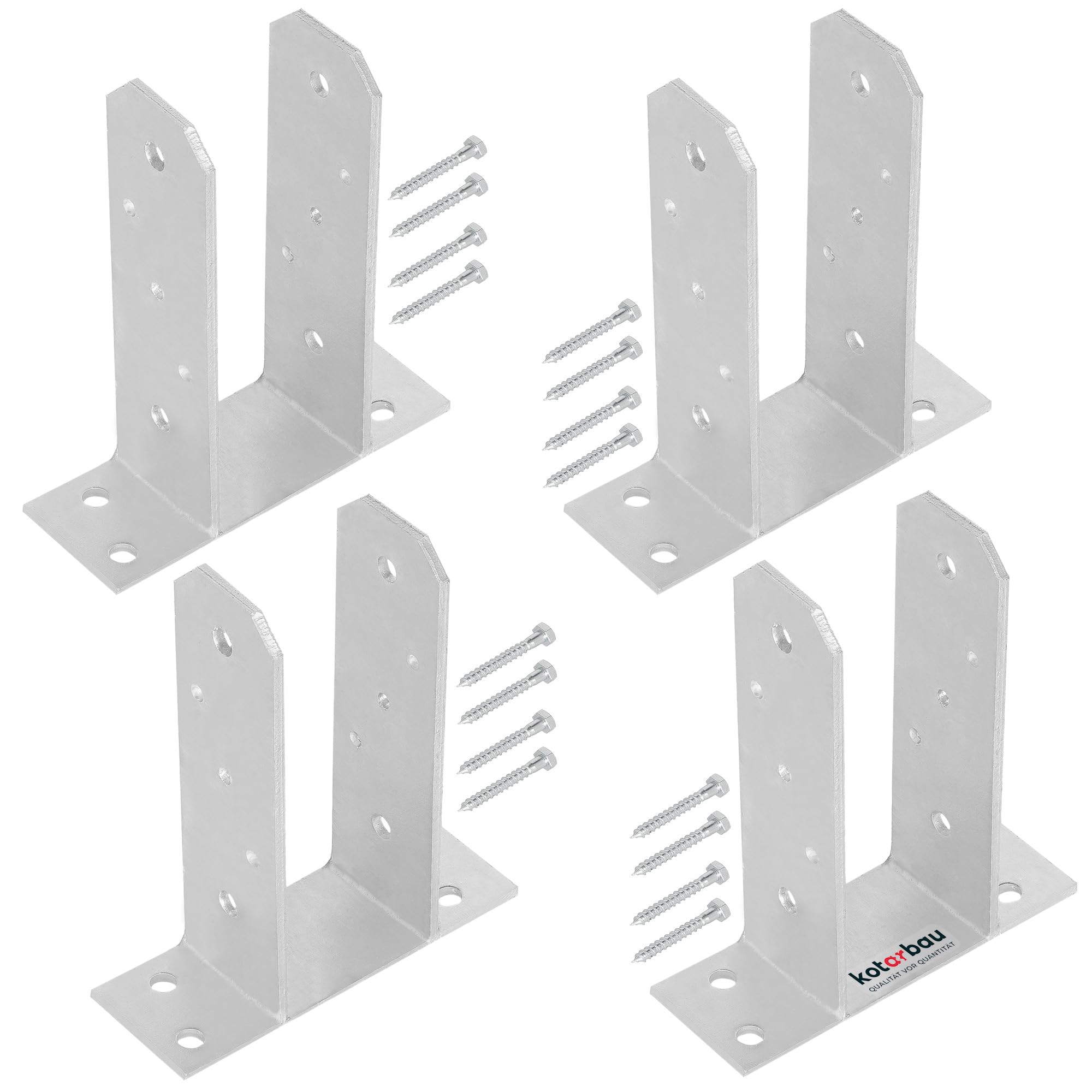 KOTARBAU® 4 pcs Fence Post Support - Post Base - TT - Galvanised Steel - 70 mm (2.76 in) - Silver - Heavy Duty - Bolt Down Support - for Decking and Garden Structures — image 1
