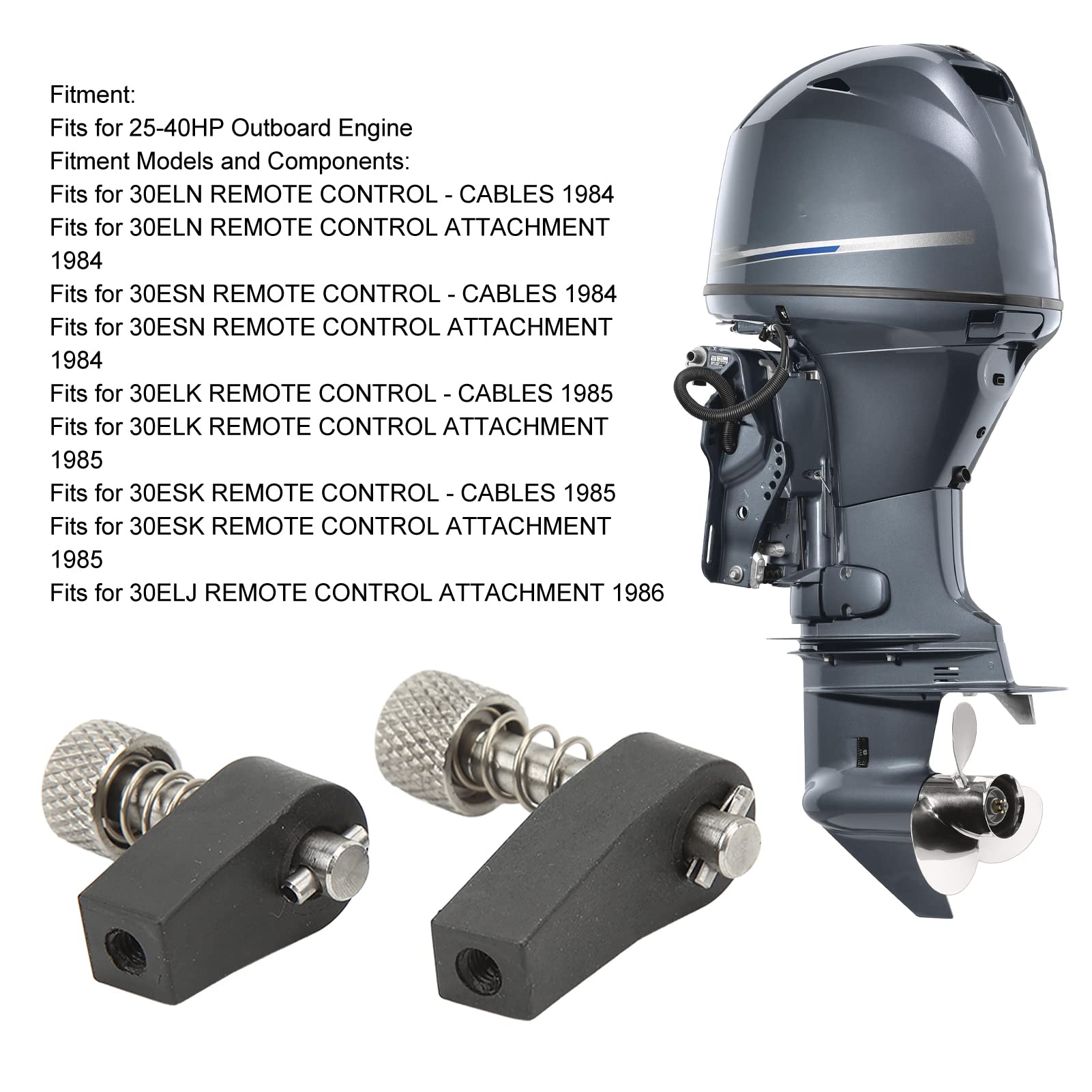 Extrémité De Câble Moteur Hors-Bord – Assemblage Nylon/Acier Inox – Compatible 25-40HP – Réf. OE 648-48330-50 Et 648-48340-50