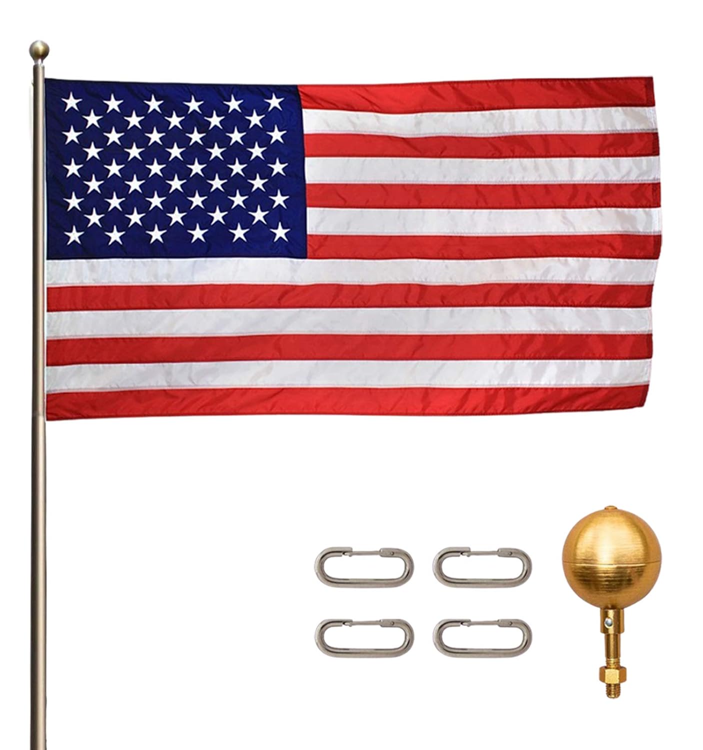 Titan Telescoping Flag Poles, Light Bronze 25ft Heavy Duty Aluminum