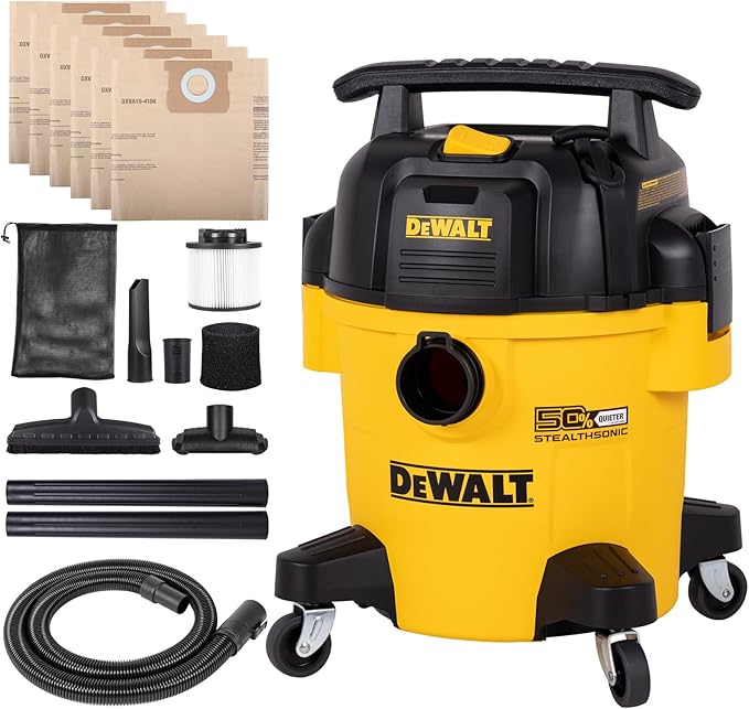 Amazon.com: DEWALT Stealthsonic Shop Vacuum Wet and Dry, 5 Gal 4 HP ...