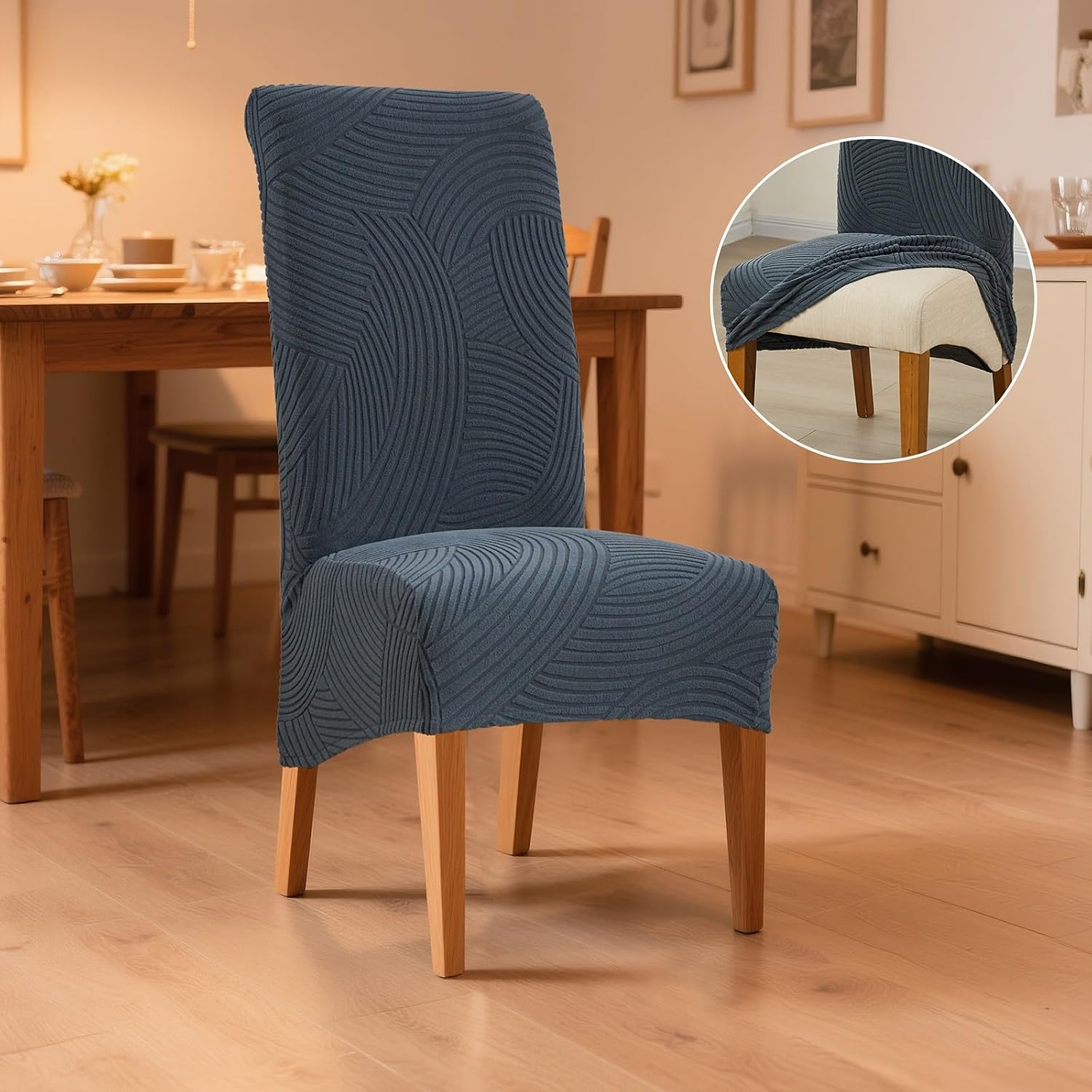 High Back Dining Chair Covers,Removable Washable Stretch Dining Room Chair Slipcovers,for Home Restaurant Kitchen Party Hotel Decor(Olive Green,4 Set)