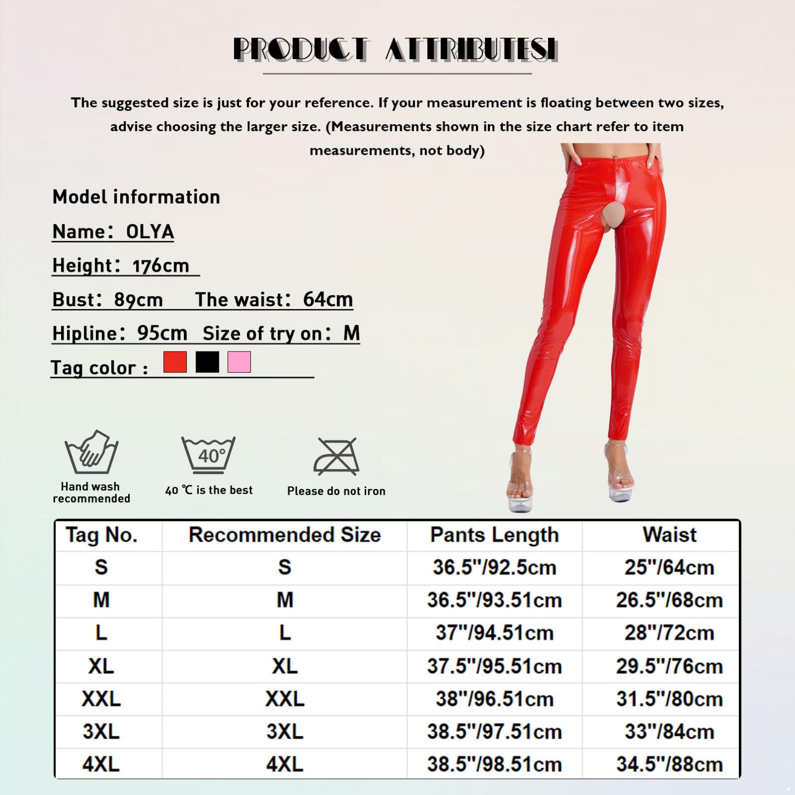 Jugaoge Pantaloni da donna Ouvert look bagnato, leggings slim fit, pantaloni in pelle laccata, pantaloni a matita, elasticizzati, leggings gogo, abbigliamento clubwear