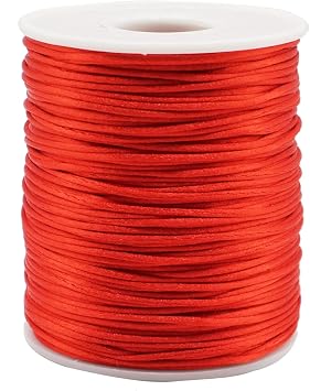 Red Nylon Cord Satin String 1mm x 109 Yards Rattail Satin Silk Trim Cord for Bracelets, Necklaces, Jewelry Making, Chinese Knotting,Macrame Arts and Crafts