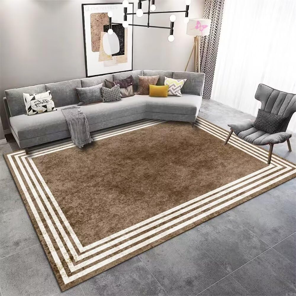 Tapis ethnique marron 200x200cm pour protéger le sol de cuisine et chambre gaming moderne