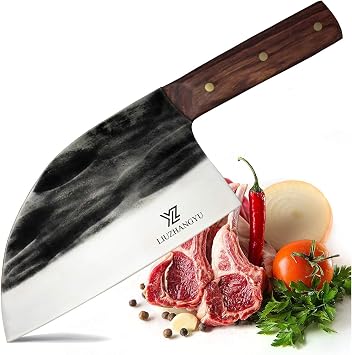 Chinese Chefs Knife and Meat Cleaver Knife,Forged Kitchen Knife Butcher Handmade Forged Stainless Steel Utility Chef Knife with Full-Tang Dalbergia Cochinchinensis Handle for Home, Kitchen & Restaura