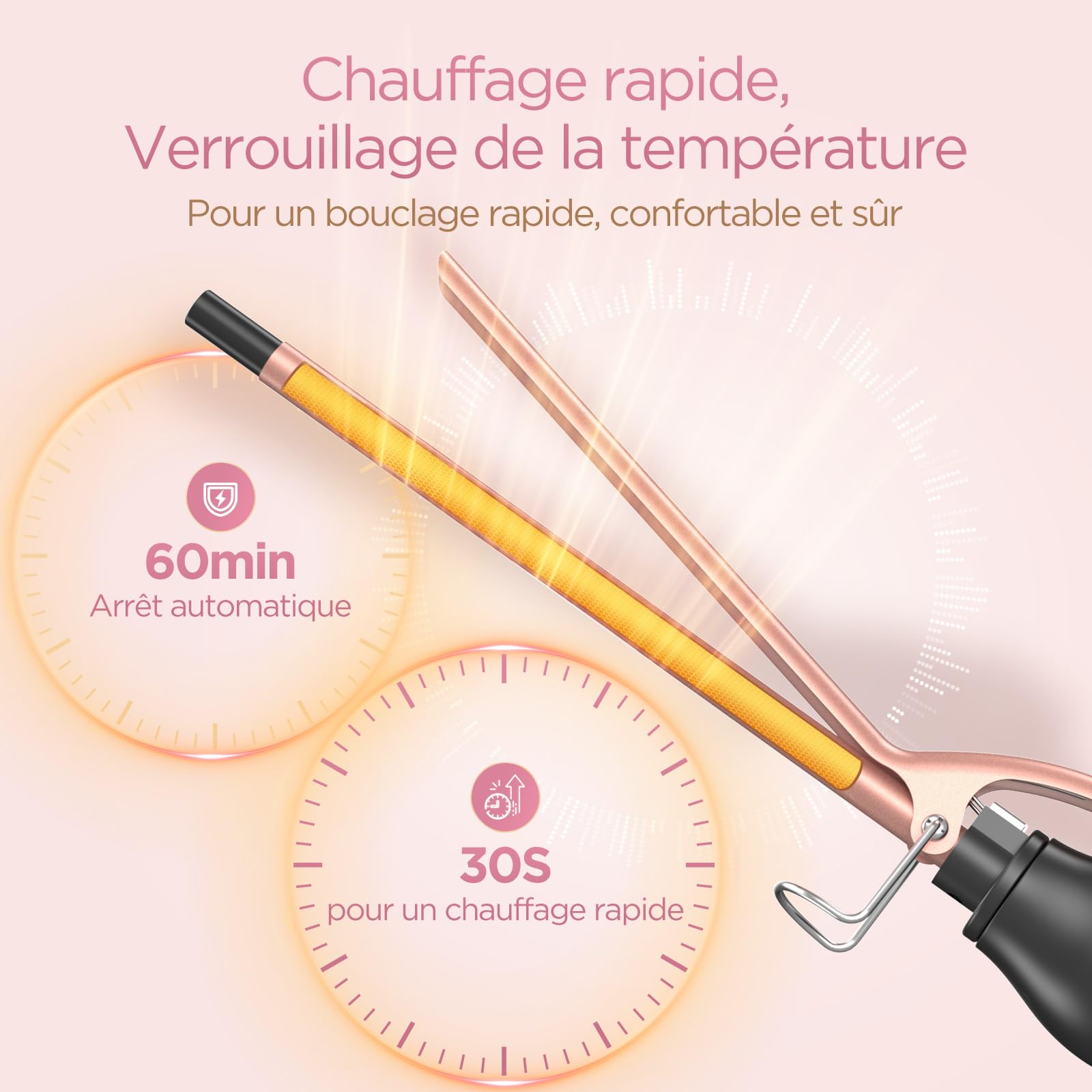 BESTOPE PRO Fer à Boucler 9mm Boucleur à Cheveux pour Petites Boucles, Boucleur Prolongé avec Chauffage Rapide et Écran LCD, Multi-Températures