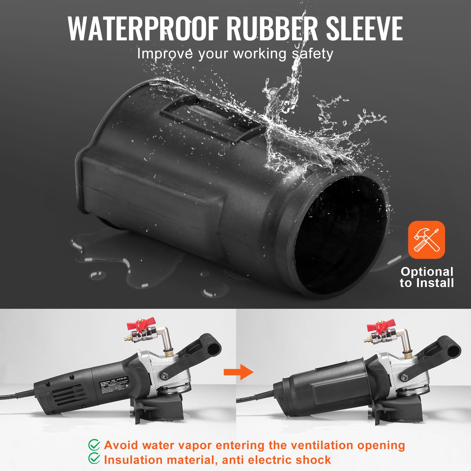VEVOR Lucidatrice a Umido 800 W, Lucidatrice per Calcestruzzo da 100 mm 6 Velocità Regolabile 7 Tamponi per Lucidatura 1000-4000 giri/min, Interruttore GFCI, per Marmo, Pietra, Roccia, Piastrelle