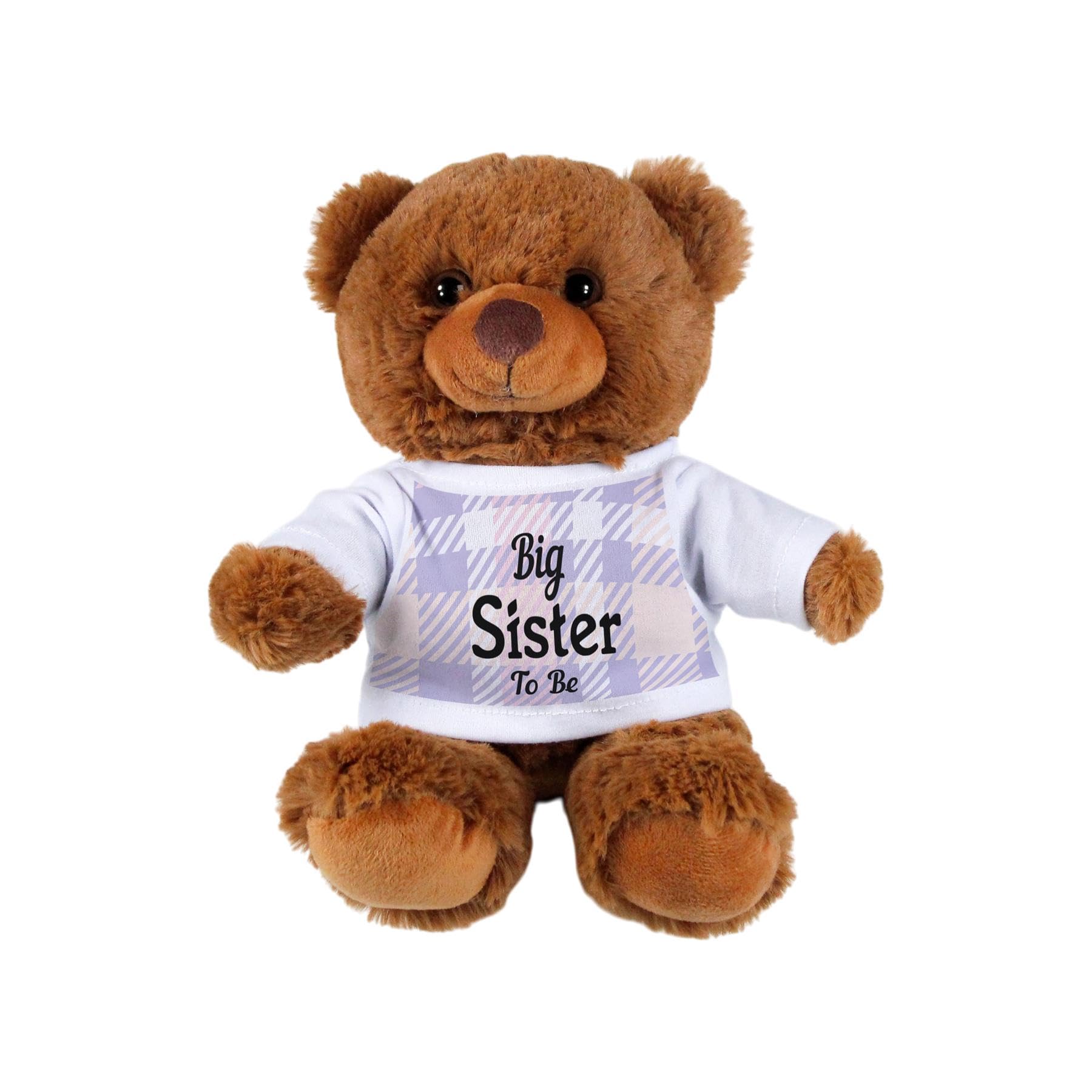 Purely Home Sister Teddy Bear - Big Sister To Be Gift - Dark Brown Stuffed Animal with Printed T-Shirt