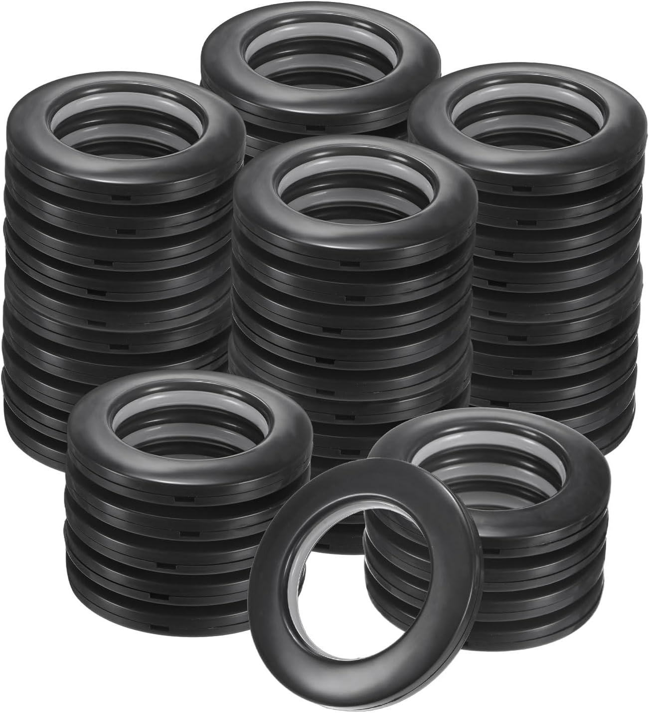 M METERXITY 50-Pack Curtain Grommets, 1-9/16"(40mm) Inner Diameter Plastic Curtain Rings Clip Eyelet Rings Nanoscale Low Noise Roman Ring for Windows/Fabric, Home Drapes Grommets [White]