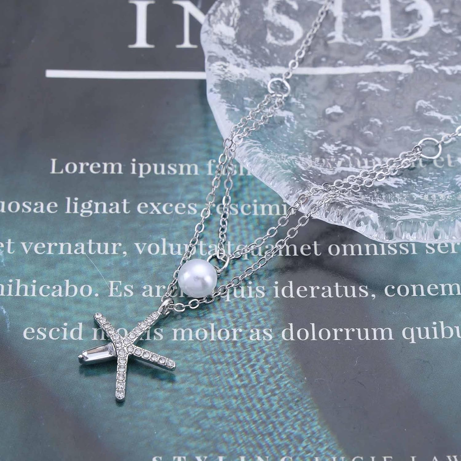 Boho Pearl Starfish Choker Necklace Layered CZ Starfish Pearl Pendant Necklace Chain Silver Sea Star Pearl Clavicle Necklace Summer Marine Life Everyday Necklace Trendy Jewelry for Women - Image 4