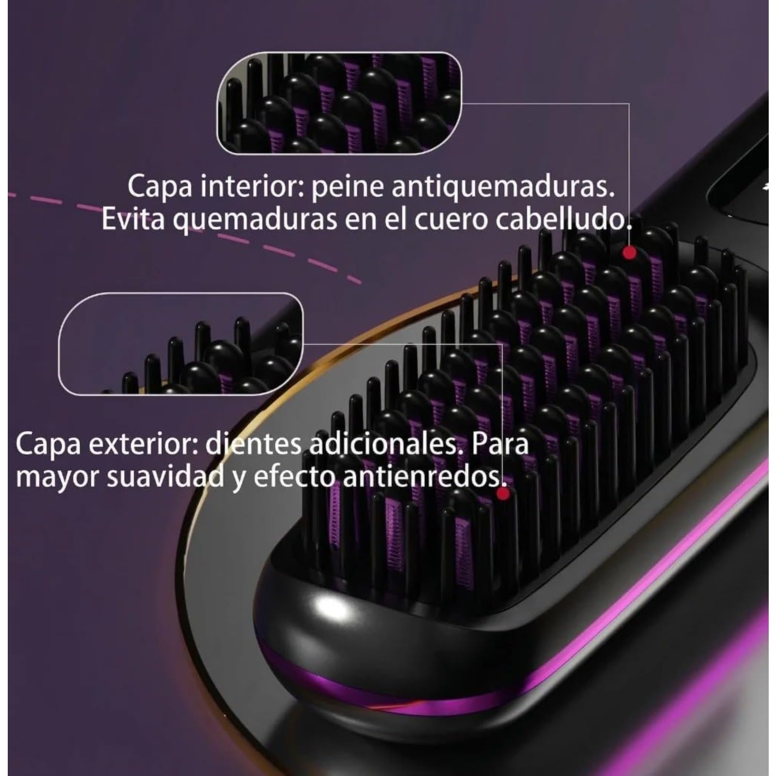 Cepillo Suavelia Para Cabello Corto,﻿3 Modos Con Control Sensible Al, Cepillo De Peinado De Calidad De Salón Para Y Desenredar | Práctico Compañero De Viaje (Negro)