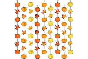 9 Pcs Fall Party Decorations Autumn Leaves Maple Leaf Paper Garland & Pumpkin Streamers