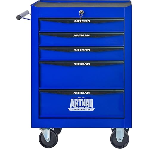 5-Drawer Steel Rolling Tool Cart with Wheels & Handle, Heavy-Duty Tool Chest Storage Cabinet for Garage and Workshop
