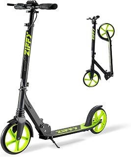 ZIFFY Kids Kick Scooter with Hand Brake - Foldable Adjustable Height for Ages 6-12, ABEC-9 Bearings, 260 lbs Capacity